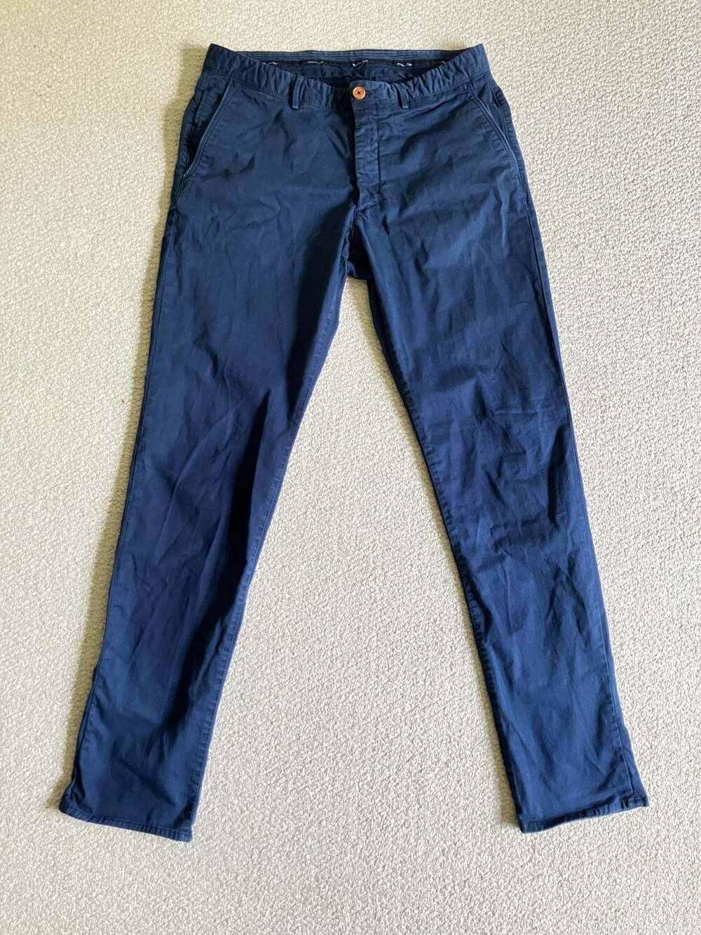 Massimo Dutti Slim Fit Navy Blue Chino Pants